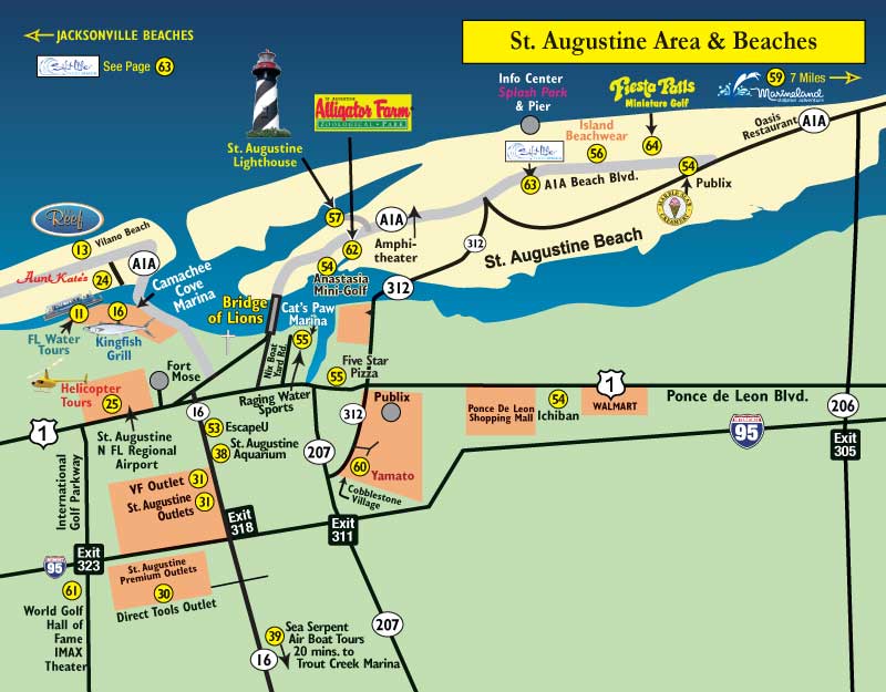 St. Augustine Area and Beaches Map St. Augustine Area and Beaches Map